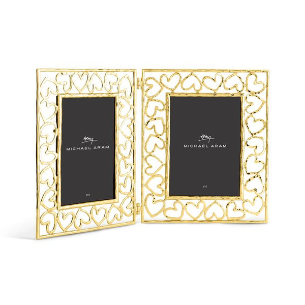 Heart Hinged Frame 5x7 Gold