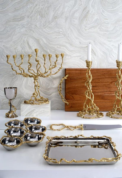 Wisteria Gold Matzah Plate