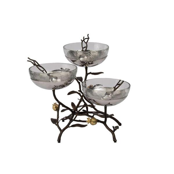 Pomegranate Triple Bowl Set w/Spoons