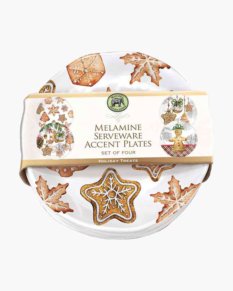Set of 4 Melamine Holiday Treat Plates
