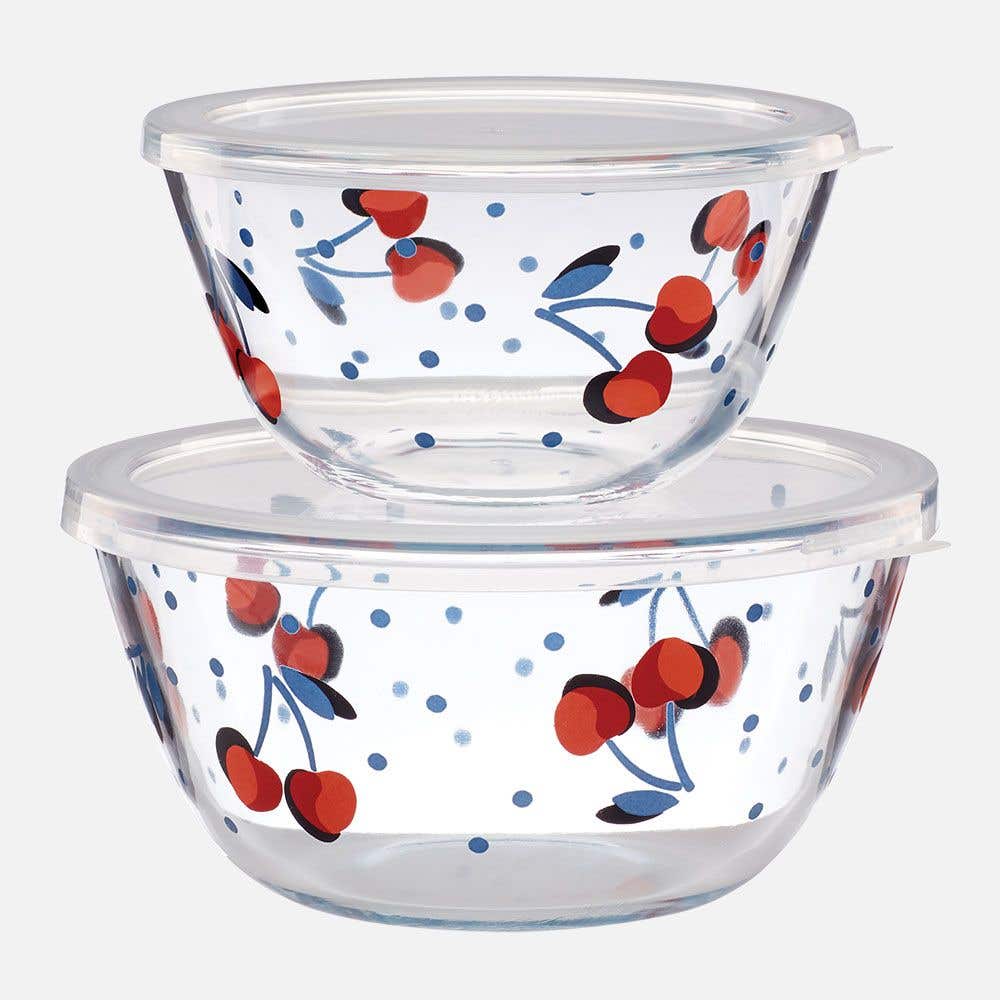 Vintage Cherry Dot Bowl Set